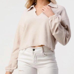 South Moon Under Cropped Sweatshirt Beige Hashttag Intrend